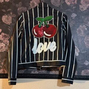 Striped Black Patch Cherry 'Love' Jacket